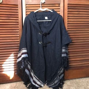 Navy Winter Poncho